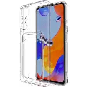 Xiaomi Redmi Note 11 Global Kılıf Kartlıklı Şeffaf Setra Clear Silikon Kapak-Renksiz