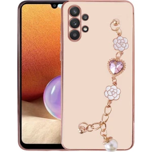 ZORE Galaxy A32 4g Kılıf El Tutamaçlı Kamera Korumalı Taka Silikon Kapak-Pembe
