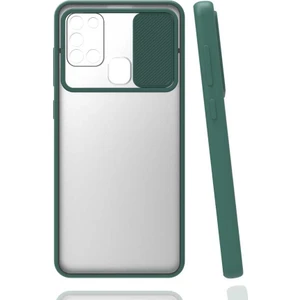ZORE Galaxy A21S Kılıf Lensi Kapak-Koyu Yeşil