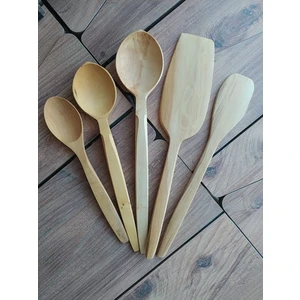 Ncy Trabzon Bölgesi El Yapımı Hakiki Şimşir Kaşık Spatula Seti 5'li Takım