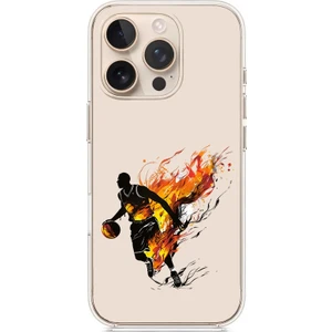 Apple Iphone 14 Pro Max Uyumlu Ateş Basketbolcu  Desenli Silikon Kılıf