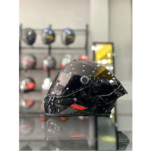 Helmets Thunder 4 Gloss Black Kask Şeffaf Vizörlü