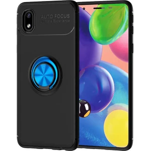 Galaxy A01 Core Kılıf Zore Ravel Silikon Kapak-Siyah-Mavi