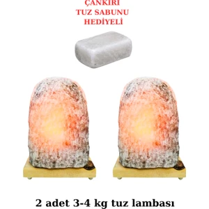 2 Adet Çankırı Kaya Tuzu Lambası 3-4kg+Tuz Sabunu Hediyeli