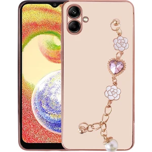 ZORE Galaxy A04 Kılıf El Tutamaçlı Kamera Korumalı Taka Silikon Kapak-Pembe