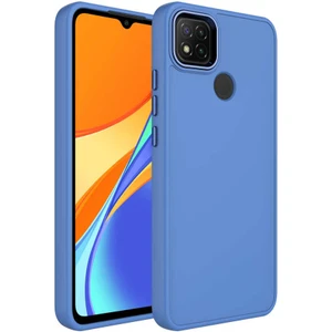 ZORE Xiaomi Redmi 9c Kılıf Metal Çerçeve ve Buton Tasarımlı Silikon Luna Kapak-Lavendery Gray