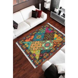 Homier Collection Kısa Saçaklı Westa Serisi Yıkanabilir Kaymaz Taban Antibakteriyel Kilim PW-8088B