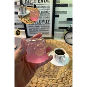 Kulplu Boncuk Kahve Yanı Bardak Mini Kulplu Üzüm Bardak Sunum Bardağı 75 ml 6'lı