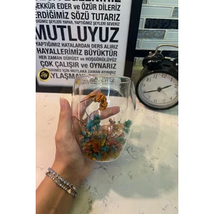 300 ml - Çiçekli Çift Cidarlı Şeffaf Espresso Cam Bardak