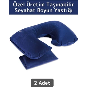 Premium Yüksek Kaliteli Portable Şişirilebilir Taşınabilir Yolcu Seyahat Ense Boyun Yastığı 2 Adet