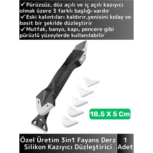 Yüksek Kaliteli Kompakt 3 in 1 5 Silikon Başlıklı Fayans Derz Silikon Kazıyıcı Uygulayıcı