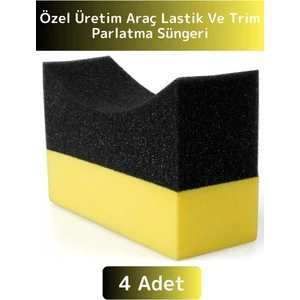 Premium Uzun Ömürlü Ekstra Parlak Oto Iç Dış Otomobil Trim Lastik Temizleme Parlatma Süngeri 4 Adet