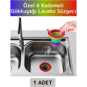 Uzun Ömürlü 6 Kademeli Katlanabilir Gökkuşağı Mutfak Lavabo Musluk Tıkanma Önleyici Lavabo Süzgeci