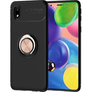 Galaxy A01 Core Kılıf Zore Ravel Silikon Kapak-Siyah-Rose Gold