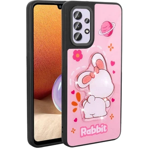 Galaxy A32 4g Kılıf Parlayan Kabartmalı Ikonik Figürlü Zore Amas Silikon Kapak-Pembe