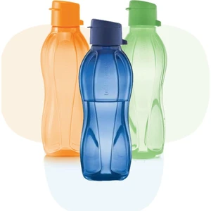 Eco Şişe 500 ml 3'lü Set - Portakal-Yaprak Yeşili ve Kutup Gecesi Kolay Açılır Kapaklı Suluk Matara