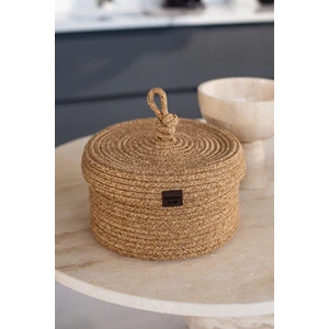 Jüt Kapaklı Hasır Sepet | El Dokuma, Çok Amaçlı Organizer | 25X15 cm