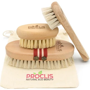 3' Lü Set Doğal At Kılı Selulit Fırçası + Yüz Fırçası + Tırnak Fırçası