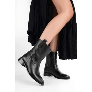 Kadın Hide Siyah  Deri Bot