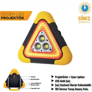 Ikaz Reflektörü Üçgen Güneş Enerjili 5 Fonksiyonlu