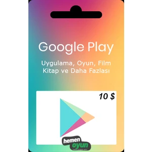 Google Play 10 USD Hediye Kartı Dolar Gift Card Bakiye Android
