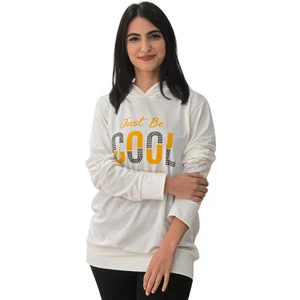Be Cool Baskılı Kapüşonlu Sweatshirt (Beyaz)