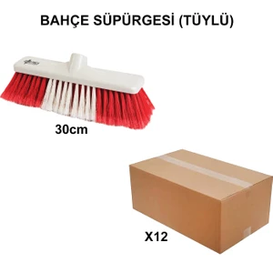 Izmir Fırça Arge Toptan Bahçe Süpürgesi 30cm (Tüylü) - 12 Adet