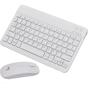 Bluetooth Şarjlı Klavye ve Mouse Mini Ultra Ince,Tablet,android Uyumlu Türkçe Keyboard Beyaz