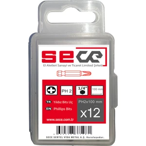 1/4'' Yıldız Bits Uç PH2X100 mm 12 Adet