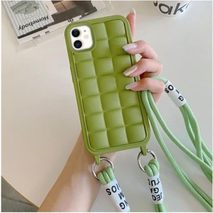 Apple iPhone 11 Uyumlu Kılıf Boyun Askılı Rope Silikon Kılıf Açık Yeşil