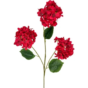 Yapay Çiçek Ortanca 3 Toplu Kırmızı Tek Dal Tomurcuklu 75 x 25 cm  Kumaş Çiçek Uzun Dal