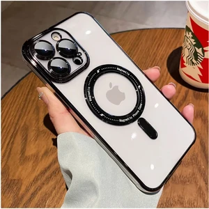 Apple iPhone 15 Pro Uyumlu Kılıf Manyetik Kablosuz Şarj Destekli Mona Silikon Kılıf Siyah
