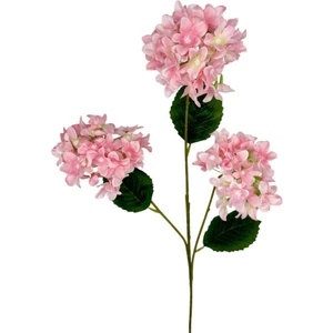 Yapay Çiçek Ortanca 3 Toplu Pembe Tek Dal Tomurcuklu 75 x 25 cm  Kumaş Çiçek Uzun Dal