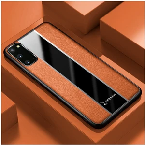 Samsung Galaxy S20 Fe Uyumlu Kılıf Premium Deri Kılıf Kahverengi