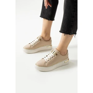 Paris Shoes Kadın Krem Toro Cilt Spor Ayakkabı