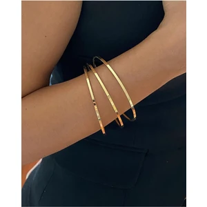 X-lady Altın Renk İnce Ajda Bilezik Seti 3 Adet Paslanmaz Çelik Uzun Süreli Kullanım için