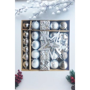 Patladı Gitti Yılbaşı Çam Ağacı Süsü 30 Parça Lüks Gümüş Noel Süsü