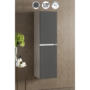 Yıldız 35*130 cm Beyaz-Antrasit Gri Mat Mdf Asma Banyo Boy Dolabı