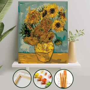 Palmiye Hobi Sanat Sayılarla Boyama Tuval Seti Fırça Boya Dahil (Çıtalı) 40x50 CM - Ayçiçekleri