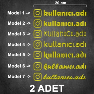 Sönmez Sticker (2 Adet) Instagram Kullanıcı Adı Sticker - Instagram Sticker - Instagram Logo Sticker - Kullanıcı Adı Etiket - Cam Sticker