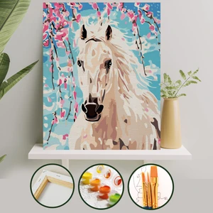 Palmiye Hobi Numaralı Boyama Seti – %100 Pamuk Tuval, 3 Fırça ve Boya, Çiçekli Kadın Deseni, 40x50 cm Yeşil Tonlar