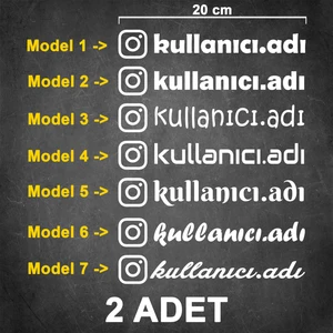 Sönmez Sticker (2 Adet) Instagram Kullanıcı Adı Sticker - Instagram Sticker - Instagram Logo Sticker - Kullanıcı Adı Etiket - Cam Sticker