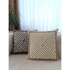 Nunu Teks Punch Nakışlı Kırlent Kılıfı | 2'li Takım Kırlent Kılıfı | Geometrik Desenli Kırlent Kılıfı