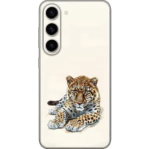 Samsung Galaxy S23 Uyumlu Yatan Leopar  Desenli Silikon Kılıf