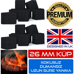 Premium Hindistan Cevizli Nagile Kömürü Uzun Süre Yanan Pratik Kömür 26MM 1kg