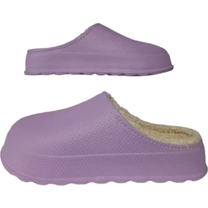 Içi Kürklü Mor Ortopedik Şık Ev Terliği