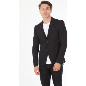 5121 Dar Kalıp Örme Kumaş Lacivert Erkek Blazer Ceket