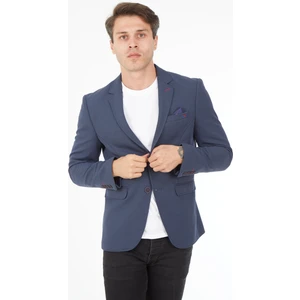 5121 Dar Kalıp Örme Kumaş Lacivert Erkek Blazer Ceket