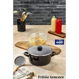 Kapaklı Emaye Cips Fritöz Tenceresi 22 Cm.