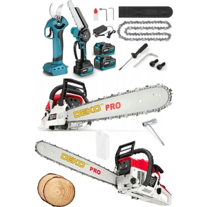 Deko Turkey 3'lü Benzinli Testere 10HPX Ağaç Odun Kesme Makinesi Motorlu Testere 990VF Şarjlı Makas Dal Budama